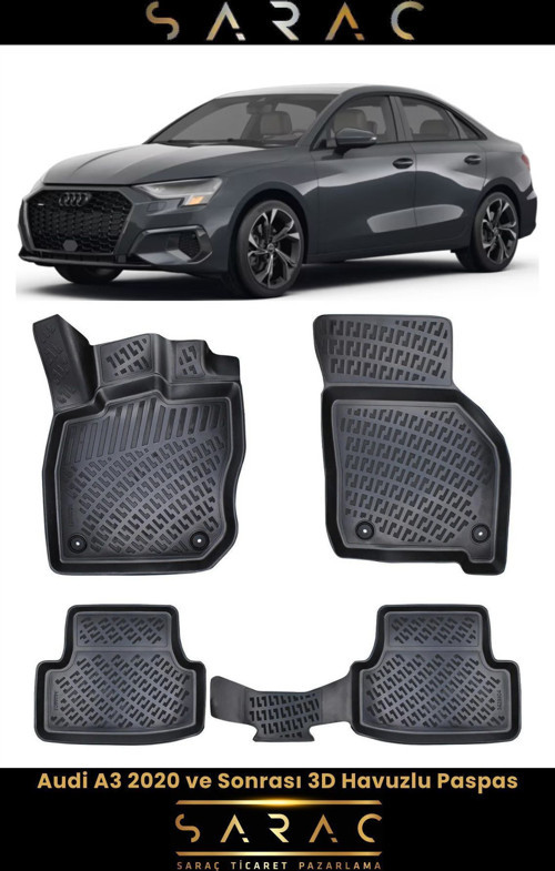 Audi A3 2022 Model Hb/Sedan 3D Havuzlu Paspas