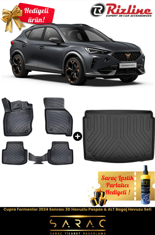 Cupra Formentor 2024 Sonrası Havuzlu Paspas & Alt Kademe Bagaj Havuzu Seti+Hediyeli!