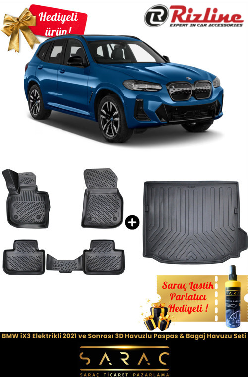 Bmw İx3 Elektrikli 2021 Ve Sonrası Havuzlu Paspas & Bagaj Havuzu Seti+Hediyeli!