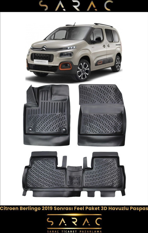 Citroen Berlingo 2022 Model 3D Havuzlu Paspas