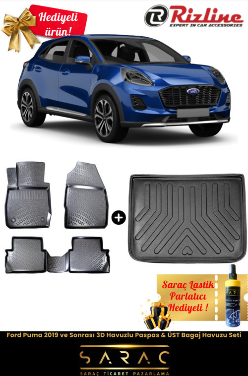 Ford Puma 2019 Ve Sonrası Havuzlu Paspas & Üst Bagaj Havuzu Seti+Hediyeli!