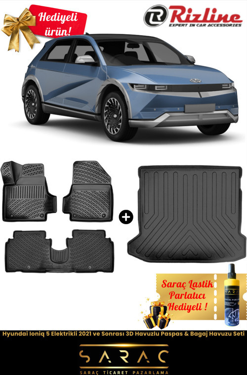 Hyundai Ioniq 5 Elektrikli 2021 Ve Sonrası Havuzlu Paspas & Bagaj Havuzu Seti+Hediyeli!