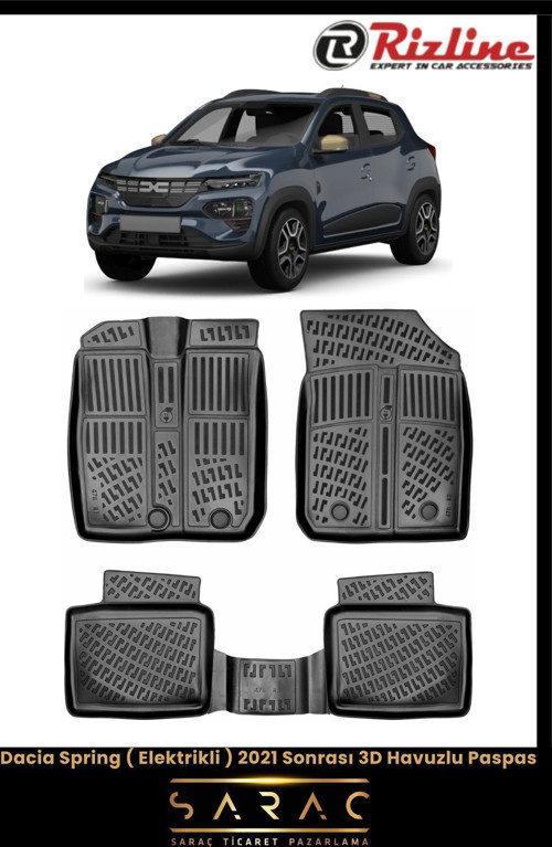 Dacia Spring Elektrikli 2022 Model 3D Havuzlu Paspas
