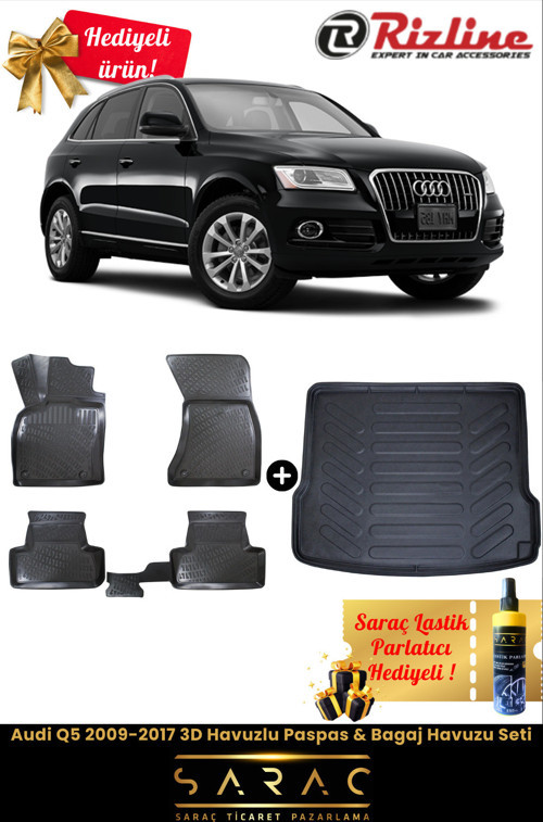 Audi Q5 2009-2017 Havuzlu Paspas & Bagaj Havuzu Seti+Hediyeli!