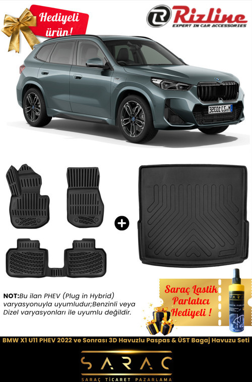 Bmw X1 U11 Phev 2022 Ve Sonrası Havuzlu Paspas & Üst Bagaj Havuzu Seti+Hediyeli!