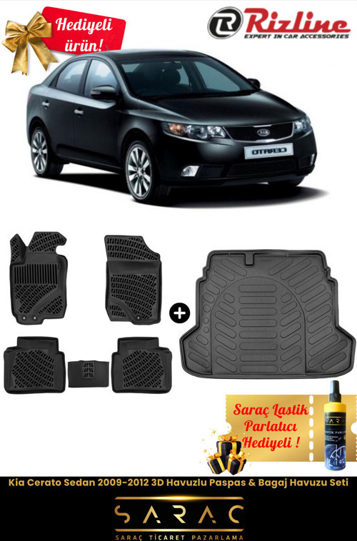 Kia Cerato Sedan 2009-2012 Havuzlu Paspas & Bagaj Havuzu Seti+Hediyeli!
