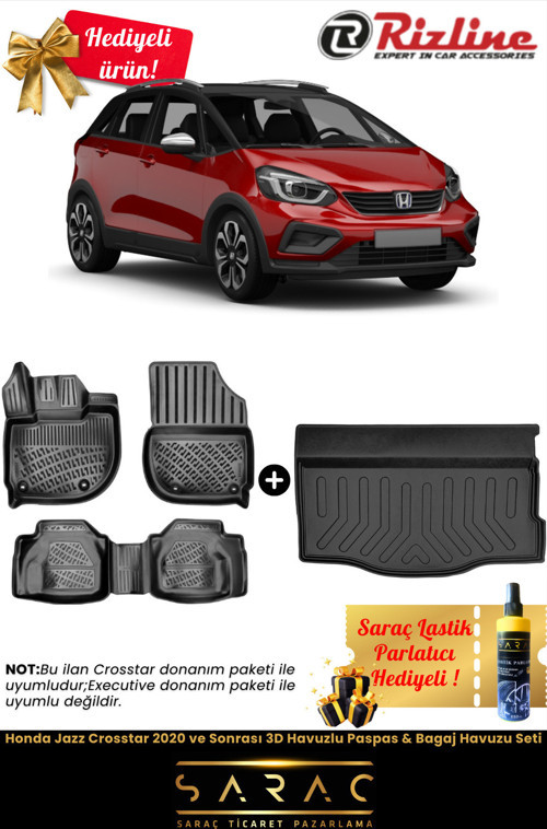 Honda Jazz Crosstar 2020 Ve Sonrası Havuzlu Paspas & Bagaj Havuzu Seti+Hediyeli!