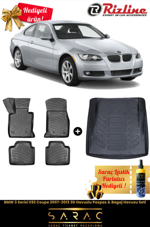 Bmw 3 Serisi E92 Coupe 2007-2013 Havuzlu Paspas & Bagaj Havuzu Seti+Hediyeli!