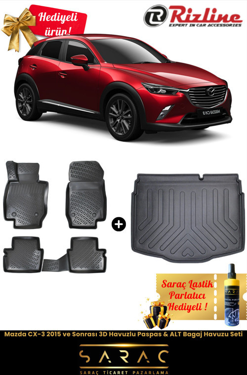 Mazda Cx-3 2015 Ve Sonrası 3D Havuzlu Paspas & Alt Bagaj Havuzu Seti+(Hediyeli!)