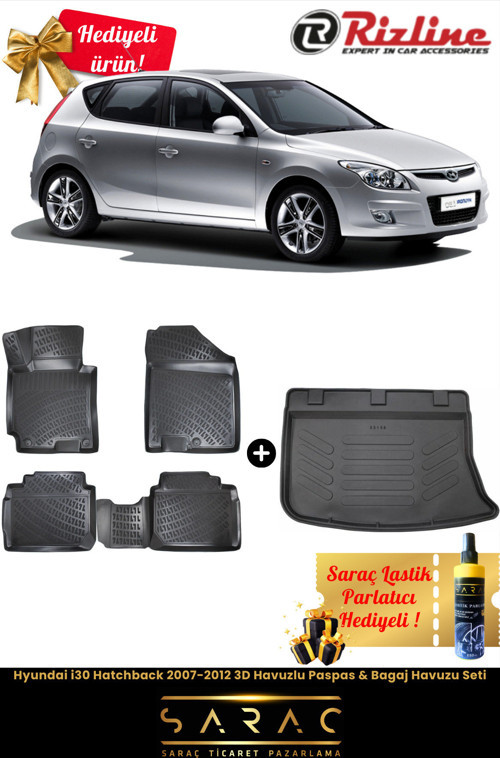 Hyundai İ30 Hatchback 2007-2012 Havuzlu Paspas & Bagaj Havuzu Seti+Hediyeli!