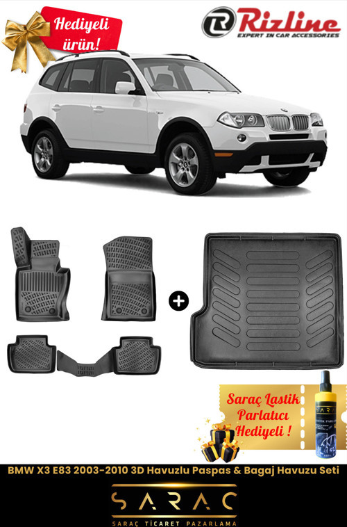 Bmw X3 E83 2003-2010 Havuzlu Paspas & Bagaj Havuzu Seti+Hediyeli!