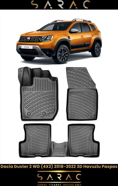 Dacia Duster 4 Wd (4X4) 2018-2022 3D Havuzlu Paspas