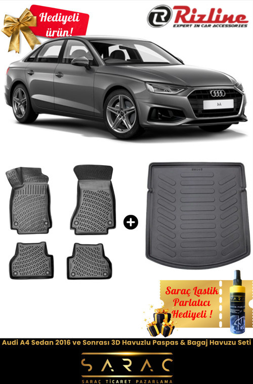 Audi A4 Sedan 2016 Ve Sonrası Havuzlu Paspas & Bagaj Havuzu Seti+Hediyeli!