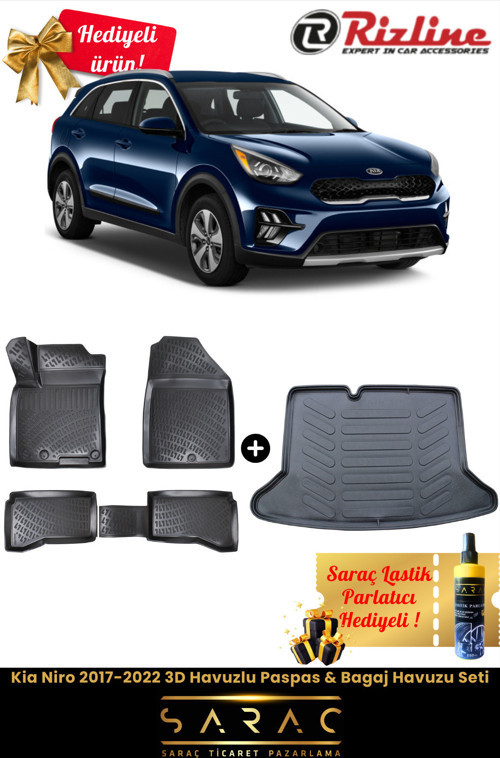 Kia Niro 2017-2022 Havuzlu Paspas & Bagaj Havuzu Seti+Hediyeli!