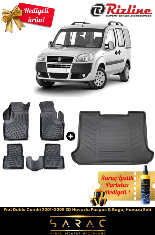 Fiat Doblo Combi 2001-2009 Havuzlu Paspas & Bagaj Havuzu Seti+Hediyeli!
