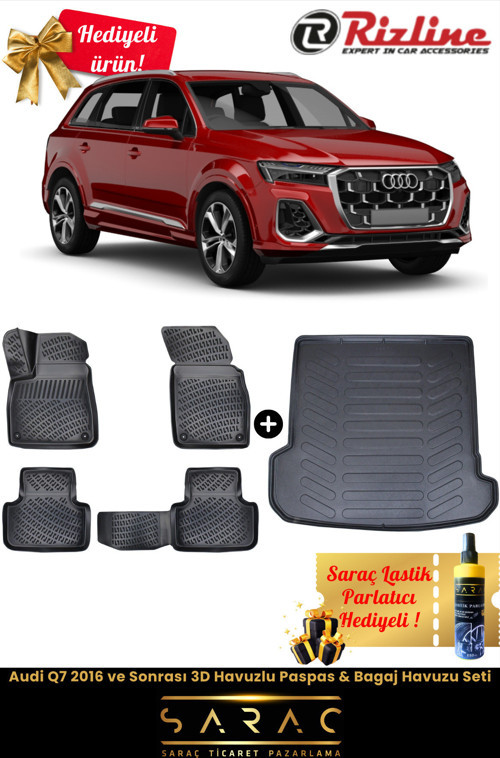 Audi Q7 2016 Ve Sonrası Havuzlu Paspas & Bagaj Havuzu Seti+Hediyeli!