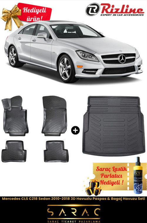 Mercedes Cls C218 Sedan 2010-2018 3D Havuzlu Paspas & Bagaj Havuzu Seti+(Hediyeli!)
