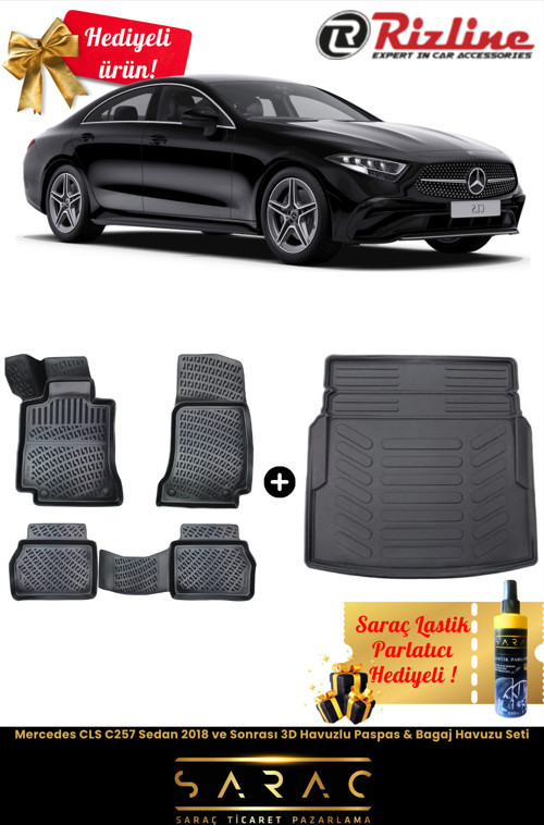 Mercedes Cls C257 Sedan 2018 Ve Sonrası 3D Havuzlu Paspas & Bagaj Havuzu Seti+(Hediyeli!)