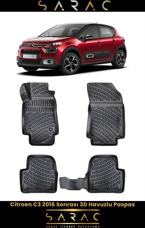 Citroen C3 2018 Model 3D Havuzlu Paspas