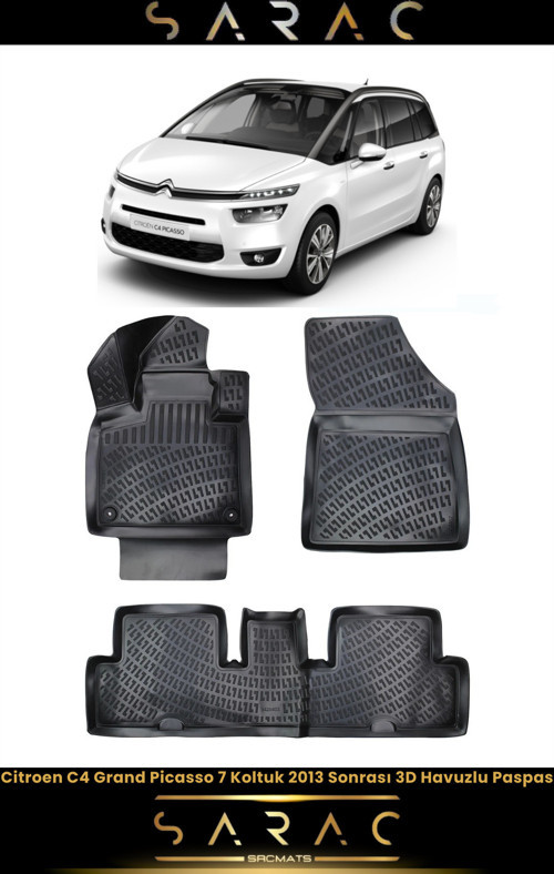 Citroen C4 Grand Picasso 7 Koltuk 2015 Model Araca Özel 3D Havuzlu Paspas