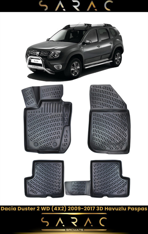 Dacia Duster 4X2 2010 Model Araca Özel 3D Havuzlu Paspas