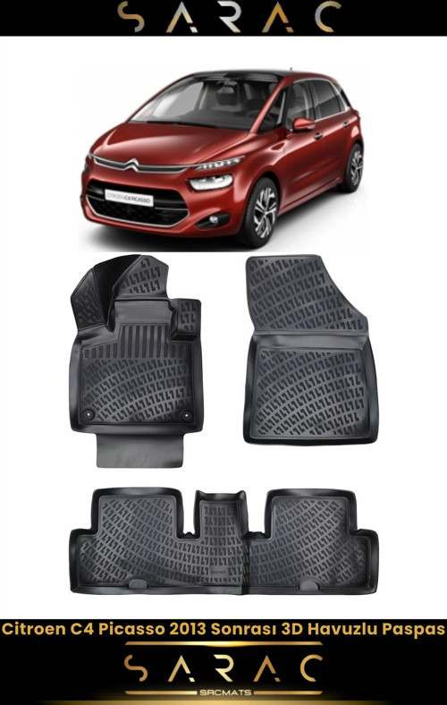 Citroen C4 Picasso 2015 Model Araca Özel 3D Havuzlu Paspas