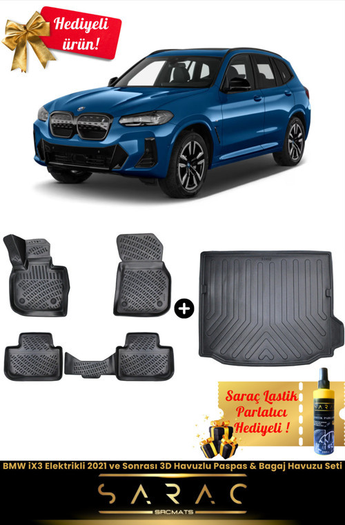 Bmw İx3 Elektrikli 2021 Ve Sonrası Araca Özel 3D Havuzlu Paspas & Bagaj Havuzu Seti+(Hediyeli!)