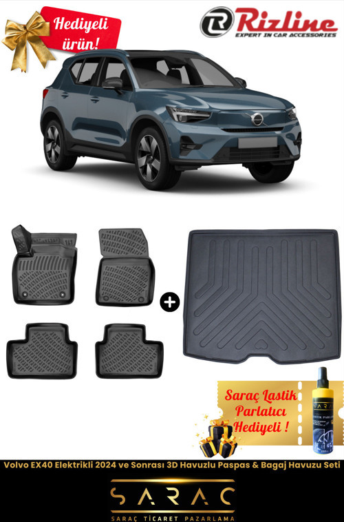 Volvo Ex40 Elektrikli 2024 Ve Sonrası Havuzlu Paspas & Bagaj Havuzu Seti+Hediyeli!