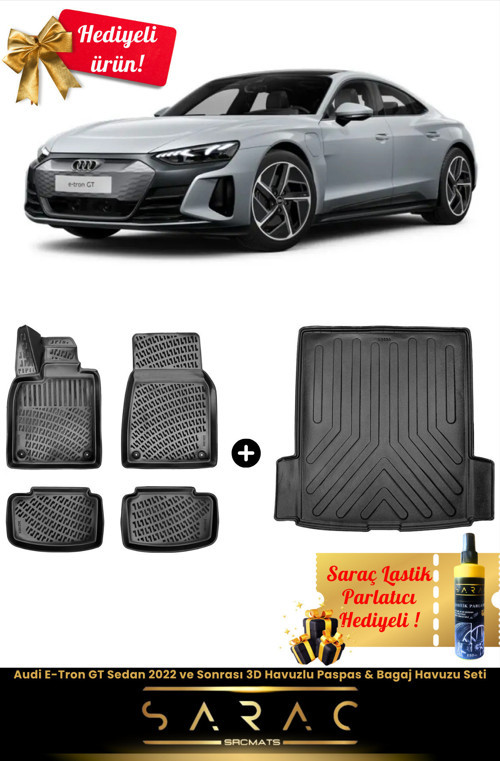 Audi E-Tron Gt Sedan 2022 Ve Sonrası Araca Özel 3D Havuzlu Paspas & Bagaj Havuzu Seti+(Hediyeli!)