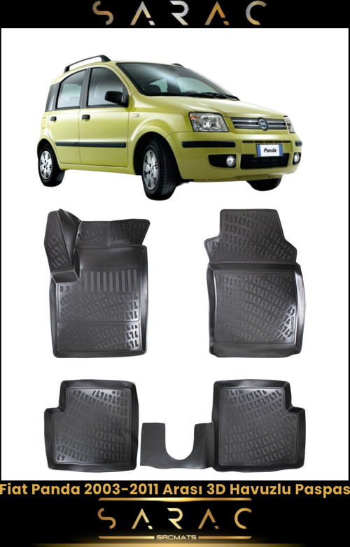 Fiat Panda 2008 Model Araca Özel 3D Havuzlu Paspas