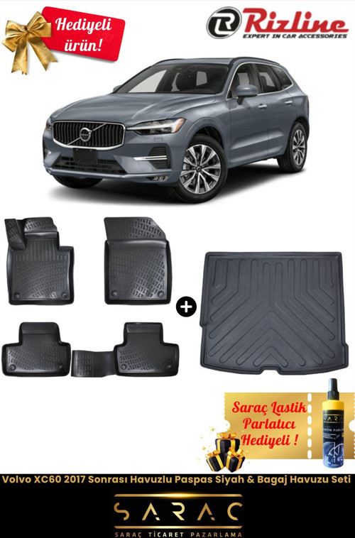 Volvo Xc60 2017 Sonrası Havuzlu Paspas Siyah & Bagaj Havuzu Seti+(Hediyeli!)
