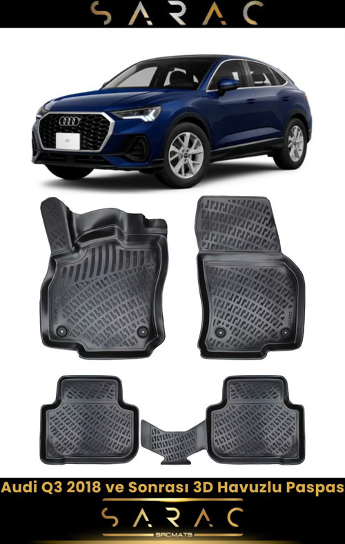 Audi Q3 2019 Model Araca Özel 3D Havuzlu Paspas