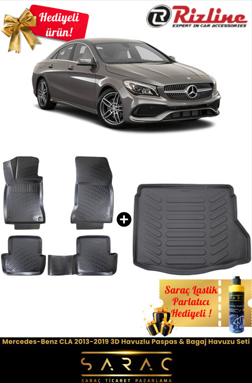 Mercedes-Benz Cla 2013-2019 3D Havuzlu Paspas & Bagaj Havuzu Seti+(Hediyeli!)