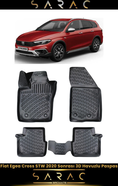 Fiat Egea Cross Stw 2020 Model Uyumlu Araca Özel 3D Havuzlu Paspas