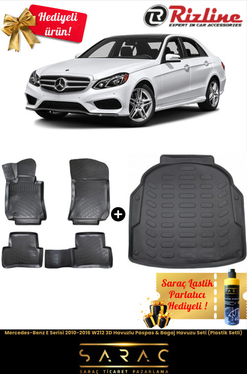 Mercedes-Benz E Serisi 2010-2016 W212 3D Havuzlu Paspas & Bagaj Havuzu Seti (Plastik Setli)+Hediyeli