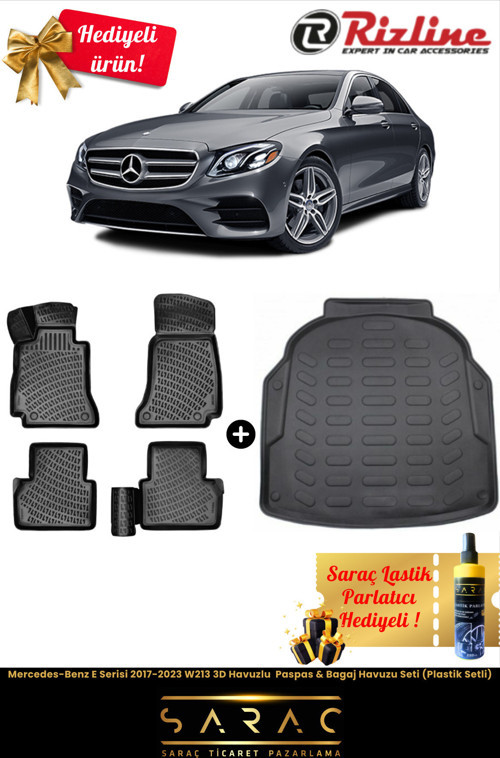 Mercedes-Benz E Serisi 2017-2023 W213 3D Havuzlu Paspas & Bagaj Havuz Seti (Plastik Setli)+Hediyeli
