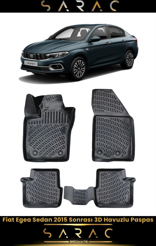Fiat Egea Sedan 2015 Model Araca Özel 3D Havuzlu Paspas