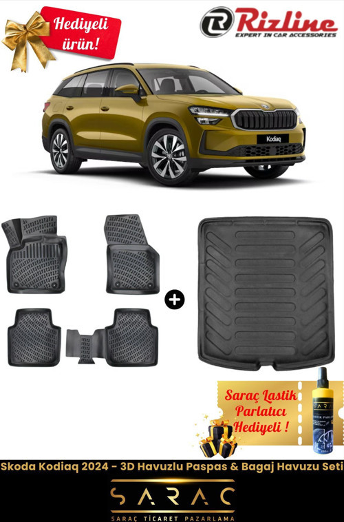 Skoda Kodiaq 2024 - 3D Havuzlu Paspas & Bagaj Havuzu Seti+(Hediyeli!)