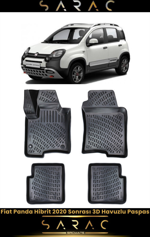 Fiat Panda Hibrit 2023 Model 3D Havuzlu Paspas