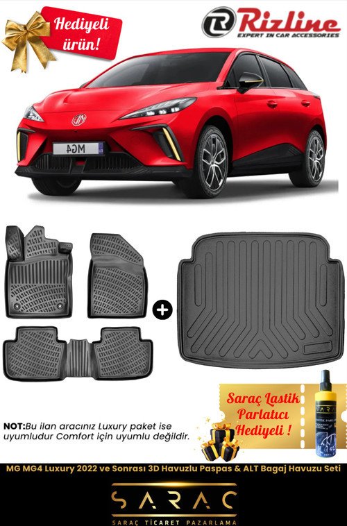 Mg Mg4 Luxury 2022 Ve Sonrası 3D Havuzlu Paspas & Alt Bagaj Havuzu Seti+(Hediyeli!)