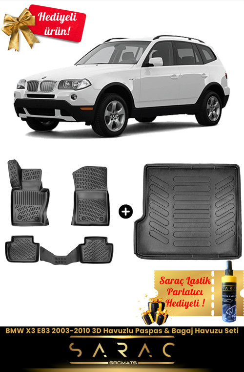 Bmw X3 E83 2003-2010 Araca Özel 3D Havuzlu Paspas & Bagaj Havuzu Seti+(Hediyeli!)