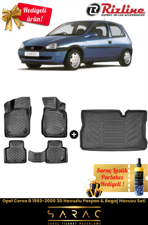 Opel Corsa B 1993-2000 3D Havuzlu Paspas & Bagaj Havuzu Seti+(Hediyeli!)