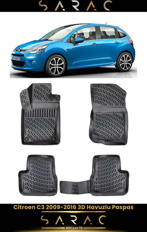 Citroen C3 2014 Model Araca Özel 3D Havuzlu Paspas
