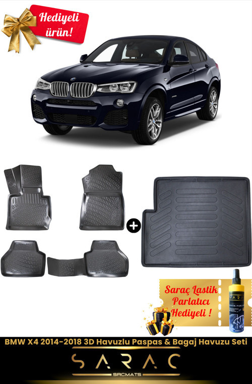 Bmw X4 2014-2018 Araca Özel 3D Havuzlu Paspas & Bagaj Havuzu Seti+(Hediyeli!)