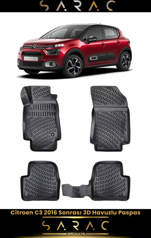 Citroen C3 2019 Model Araca Özel 3D Havuzlu Paspas