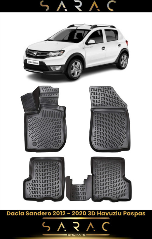 Dacia Sandero 2015 Model Araca Özel 3D Havuzlu Paspas