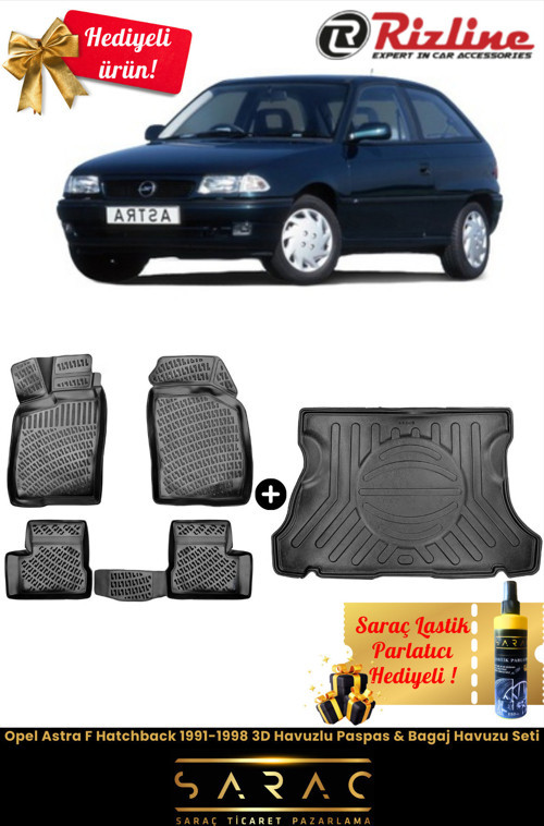 Opel Astra F Hatchback 1991-1998 3D Havuzlu Paspas & Bagaj Havuzu Seti+(Hediyeli!)