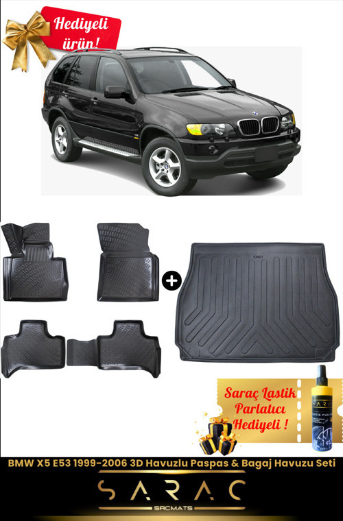 Bmw X5 E53 1999-2006 Araca Özel 3D Havuzlu Paspas & Bagaj Havuzu Seti+(Hediyeli!)