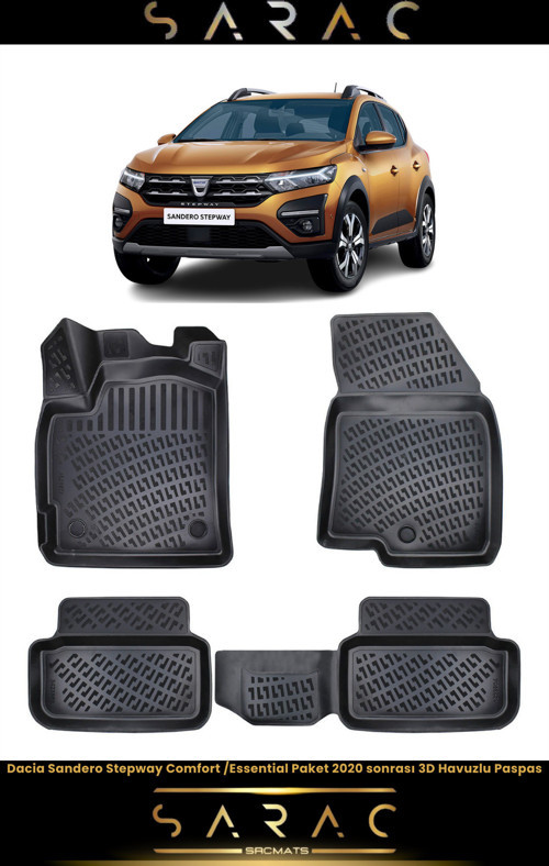 Dacia Sandero Stepway Essential 2022 Model(Yeni Kasa) Araca Özel 3D Havuzlu Paspas