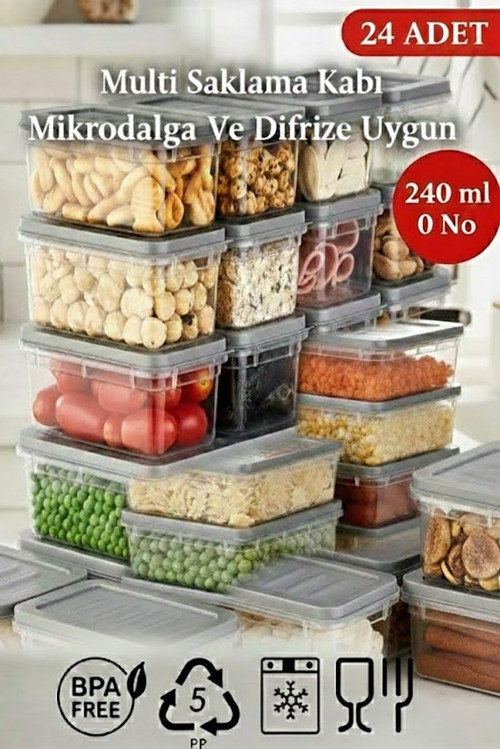 240 ml Multi Saklama Kabı Difrize Uygun 24 Adet No:0
